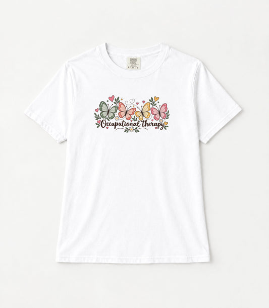Four Butterflies Women's Garment-Dyed T-Shirt | Relaxed Unisex Cotton Tee