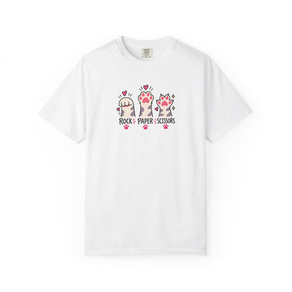 Rock Paper Scissors Cat Paws Women's Garment-Dyed T-Shirt | Relaxed Unisex Cotton Tee