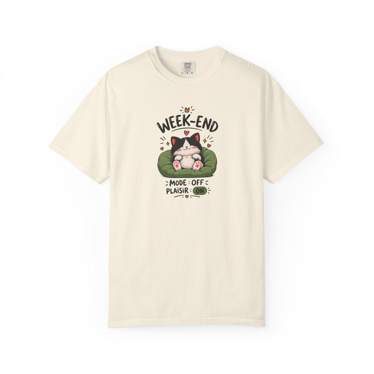 Weekend Mode Off Cat Women's Garment-Dyed T-Shirt | Relaxed Unisex Cotton Tee