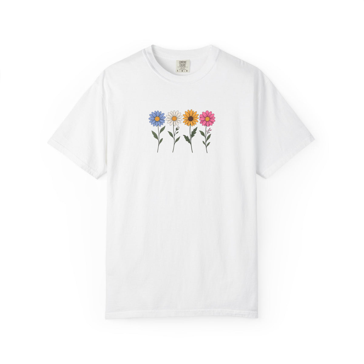 Four Flowers Women's Garment-Dyed T-Shirt | Relaxed Unisex Cotton Tee