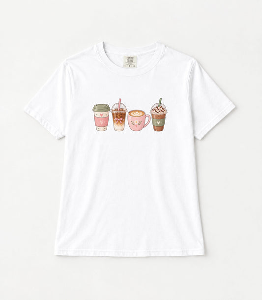 Cafe Drinks Women's Garment-Dyed T-Shirt | Relaxed Unisex Cotton Tee