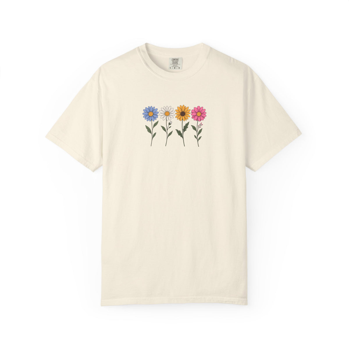 Four Flowers Women's Garment-Dyed T-Shirt | Relaxed Unisex Cotton Tee