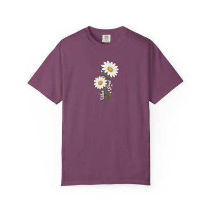 Good Vibes Two Daisies Women's Garment-Dyed T-Shirt | Relaxed Unisex Cotton Tee