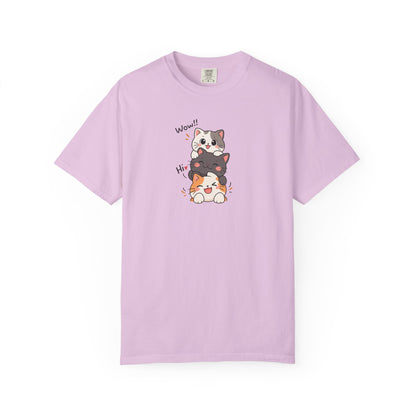 Three Playful Cats Women's Garment-Dyed T-Shirt | Relaxed Unisex Cotton Tee