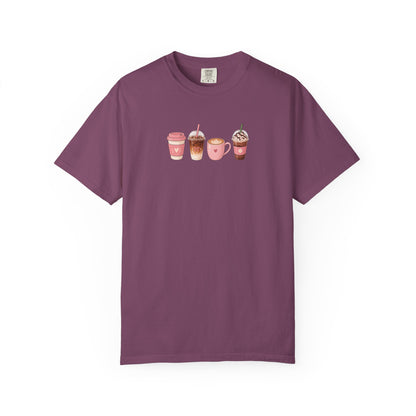 Four Cafe Drinks Women's Garment-Dyed T-Shirt | Relaxed Unisex Cotton Tee