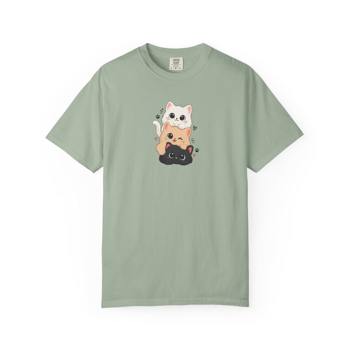 Stacked Three Kittens Women's Garment-Dyed T-Shirt | Relaxed Unisex Cotton Tee