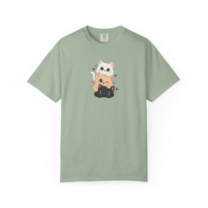 Stacked Three Kittens Women's Garment-Dyed T-Shirt | Relaxed Unisex Cotton Tee
