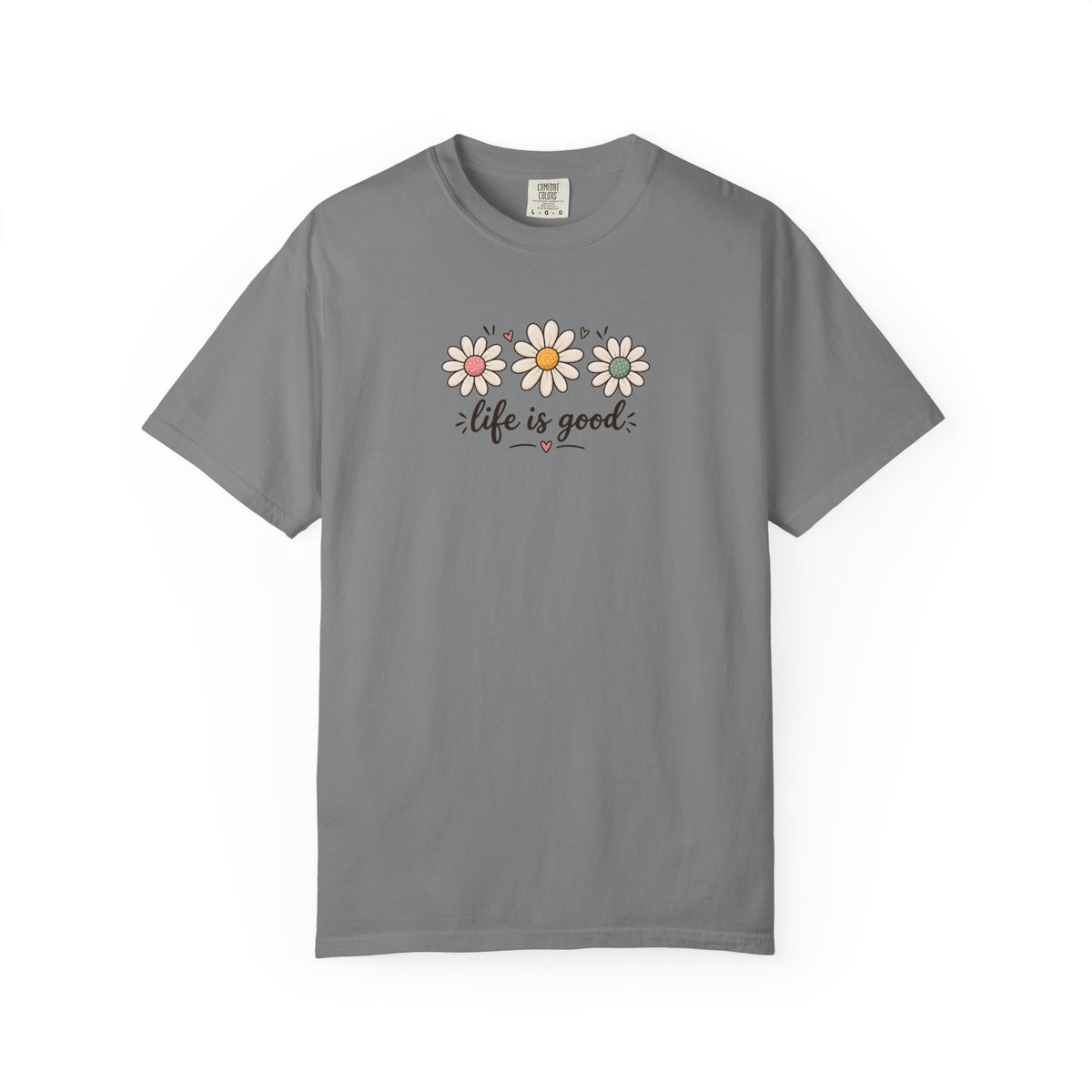 Life Is Good Three Daisies Women's Garment-Dyed T-Shirt | Relaxed Unisex Cotton Tee