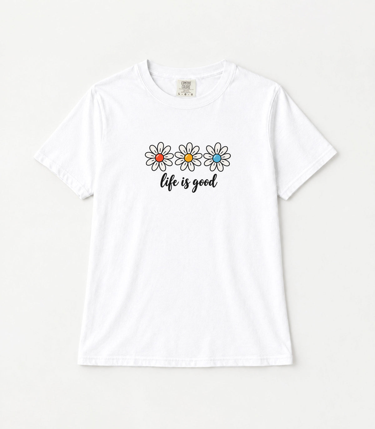 Daisy Life Is Good Women's Garment-Dyed T-Shirt | Relaxed Unisex Cotton Tee