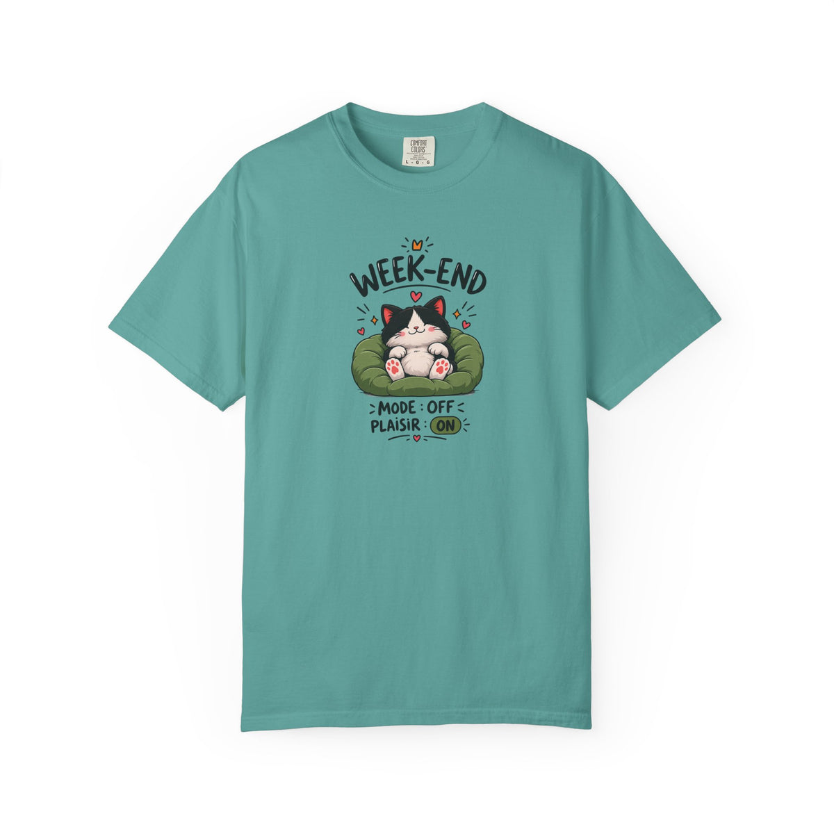 Weekend Mode Off Cat Women's Garment-Dyed T-Shirt | Relaxed Unisex Cotton Tee