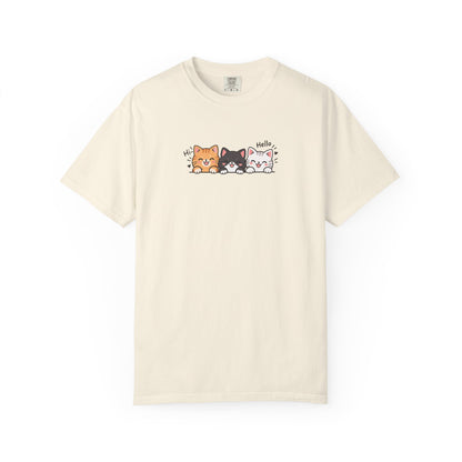 Three Smiling Kittens Women's Garment-Dyed T-Shirt | Relaxed Unisex Cotton Tee