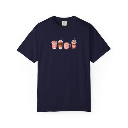 Four Cafe Drinks Women's Garment-Dyed T-Shirt | Relaxed Unisex Cotton Tee