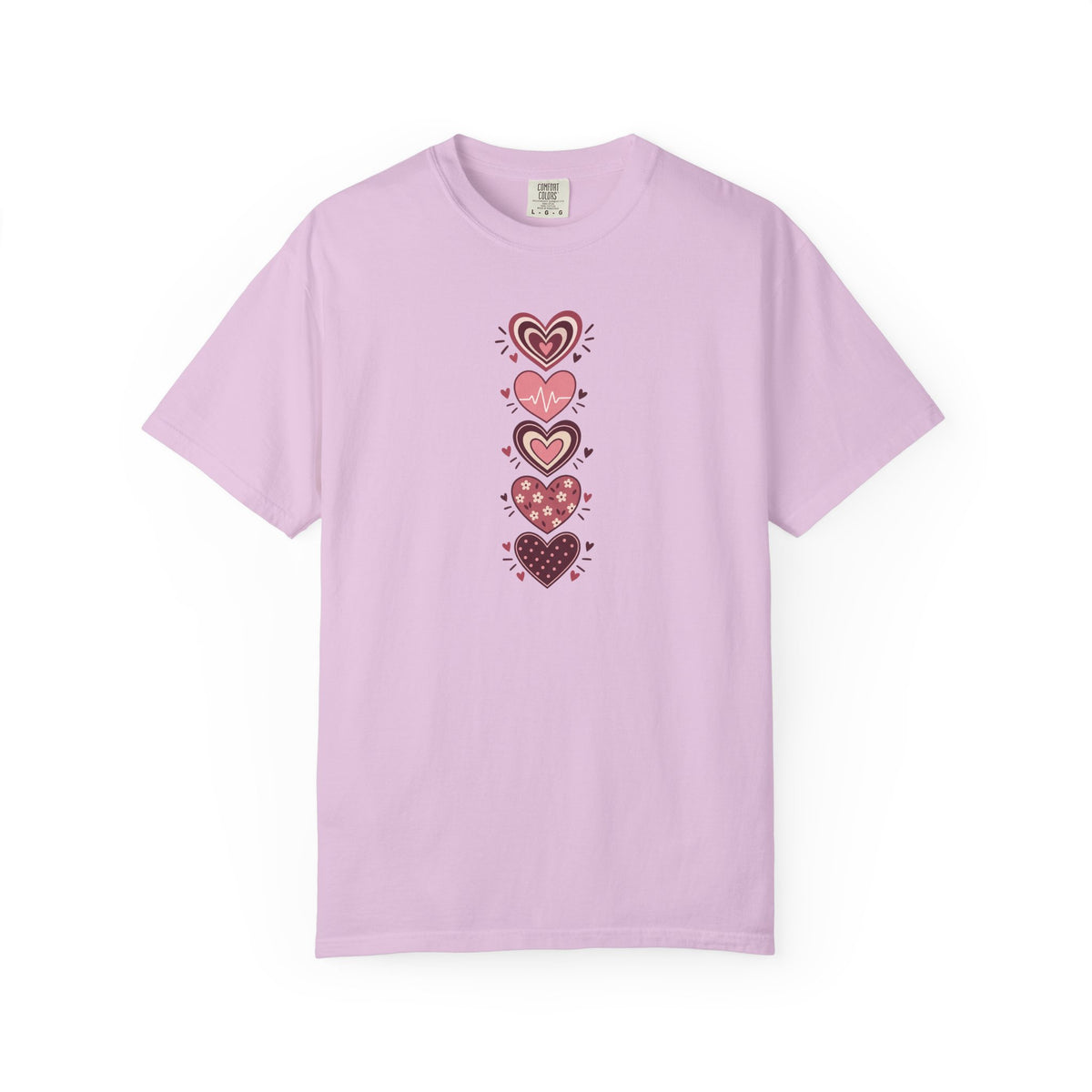 Patterned Hearts Women's Garment-Dyed T-Shirt | Relaxed Unisex Cotton Tee