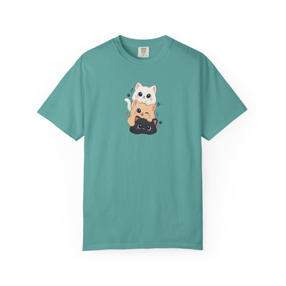 Stacked Three Kittens Women's Garment-Dyed T-Shirt | Relaxed Unisex Cotton Tee