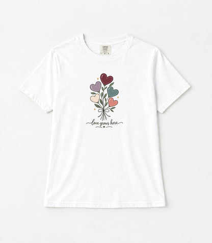 Love Grows Here Women's Garment-Dyed T-Shirt | Relaxed Unisex Cotton Tee