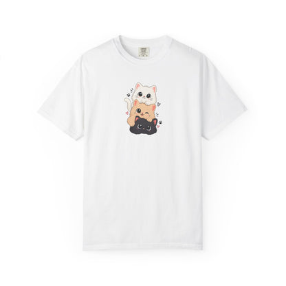 Stacked Three Kittens Women's Garment-Dyed T-Shirt | Relaxed Unisex Cotton Tee