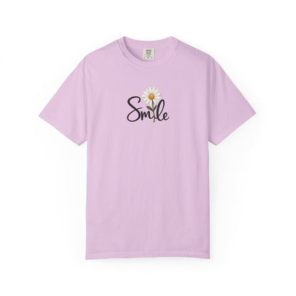 Smile Daisy Women's Garment-Dyed T-Shirt | Relaxed Unisex Cotton Tee