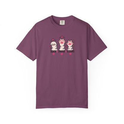 Rock Paper Scissors Cat Paws Women's Garment-Dyed T-Shirt | Relaxed Unisex Cotton Tee