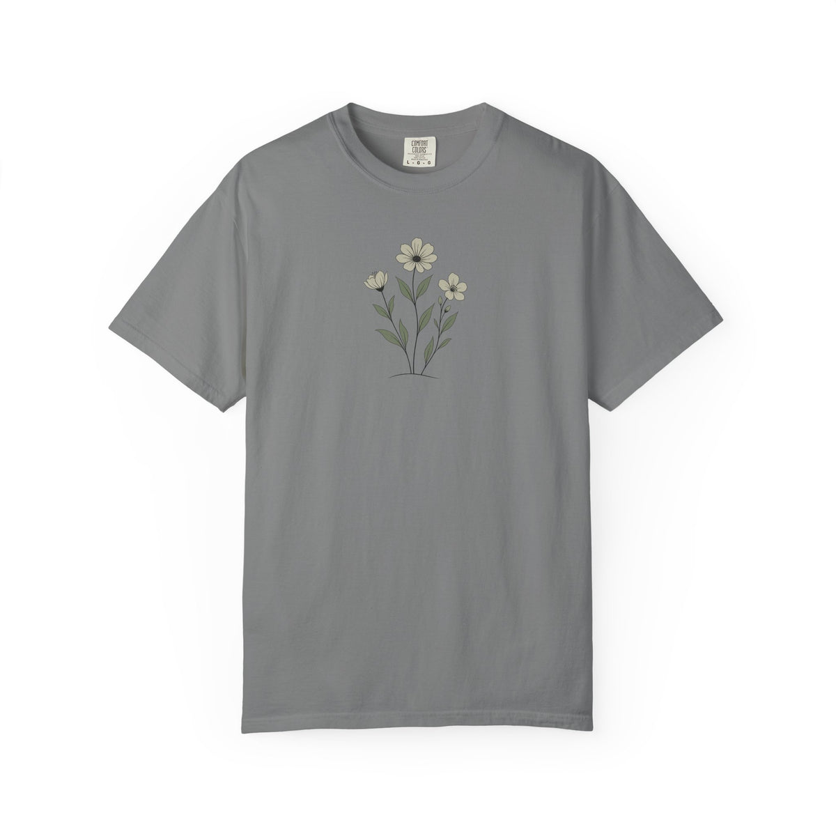 Minimalist Three Flowers Women's Garment-Dyed T-Shirt | Relaxed Unisex Cotton Tee