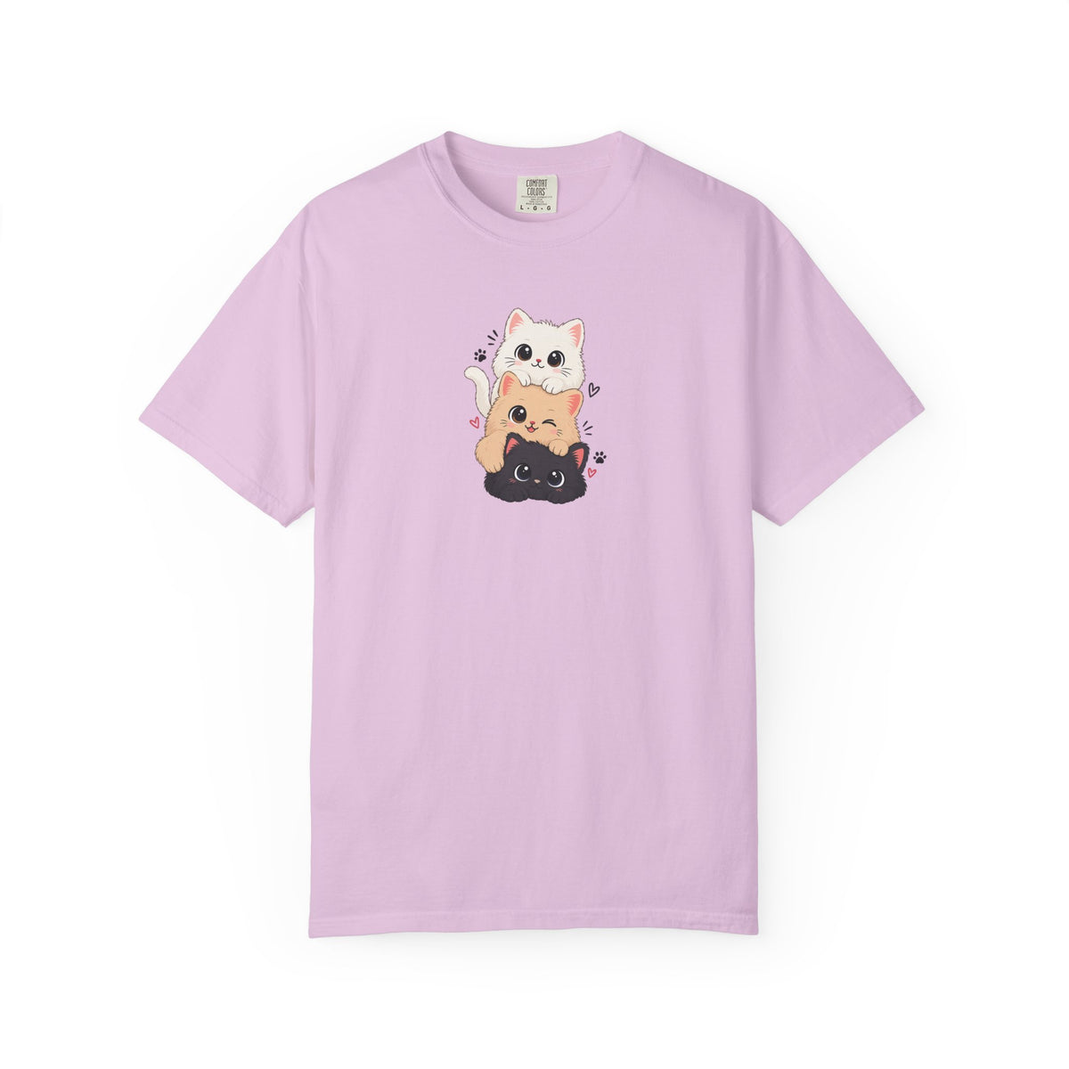 Stacked Three Kittens Women's Garment-Dyed T-Shirt | Relaxed Unisex Cotton Tee