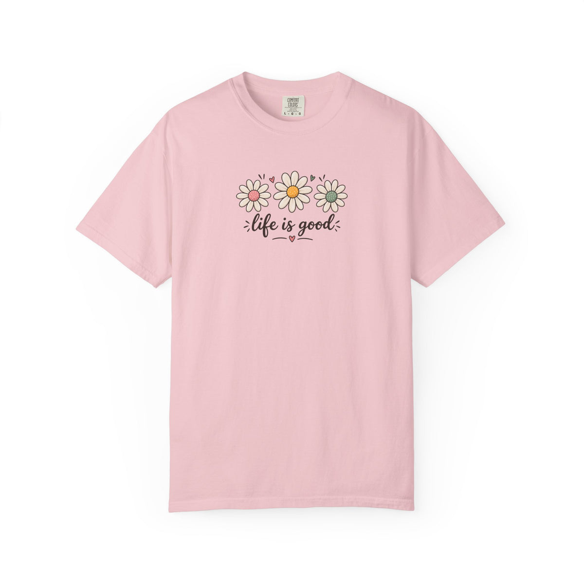 Life Is Good Three Daisies Women's Garment-Dyed T-Shirt | Relaxed Unisex Cotton Tee