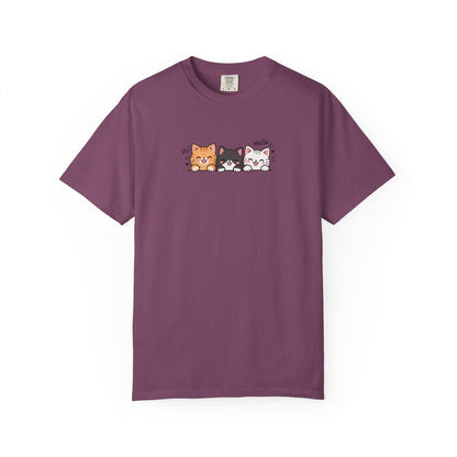 Three Smiling Kittens Women's Garment-Dyed T-Shirt | Relaxed Unisex Cotton Tee