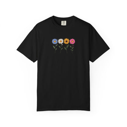 Four Flowers Women's Garment-Dyed T-Shirt | Relaxed Unisex Cotton Tee