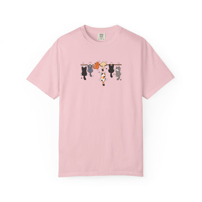 Six Hanging Cats Women's Garment-Dyed T-Shirt | Relaxed Unisex Cotton Tee