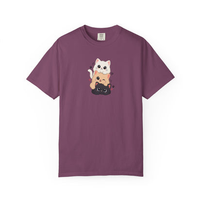 Stacked Three Kittens Women's Garment-Dyed T-Shirt | Relaxed Unisex Cotton Tee