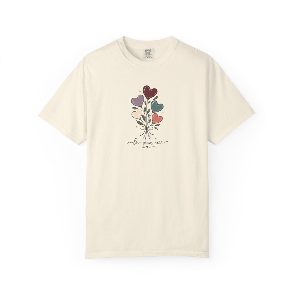 Love Grows Here Women's Garment-Dyed T-Shirt | Relaxed Unisex Cotton Tee