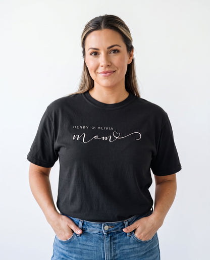 Personalized Mom T-Shirt with Children’s Names | Unisex Garment-Dyed T-shirt With 100% Ring-Spun Cotton