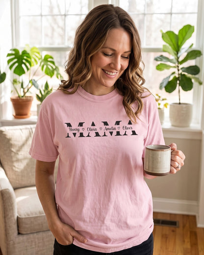 Personalized Mama Unisex Garment-Dyed T-shirt With 100% Ring-Spun Cotton | Children’s Names | Gift for Mom