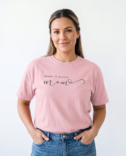 Personalized Mom T-Shirt with Children’s Names | Unisex Garment-Dyed T-shirt With 100% Ring-Spun Cotton
