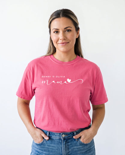 Personalized Mama T-Shirt with Children’s Names | Unisex Garment-Dyed T-shirt With 100% Ring-Spun Cotton