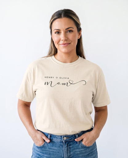 Personalized Mom T-Shirt with Children’s Names | Unisex Garment-Dyed T-shirt With 100% Ring-Spun Cotton