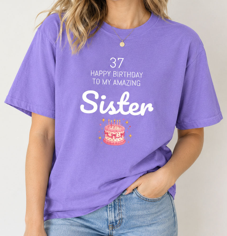 Personalized Birthday Tee | Custom Name or Relation's Name, Age & Message | Garment-Dyed Unisex Cotton