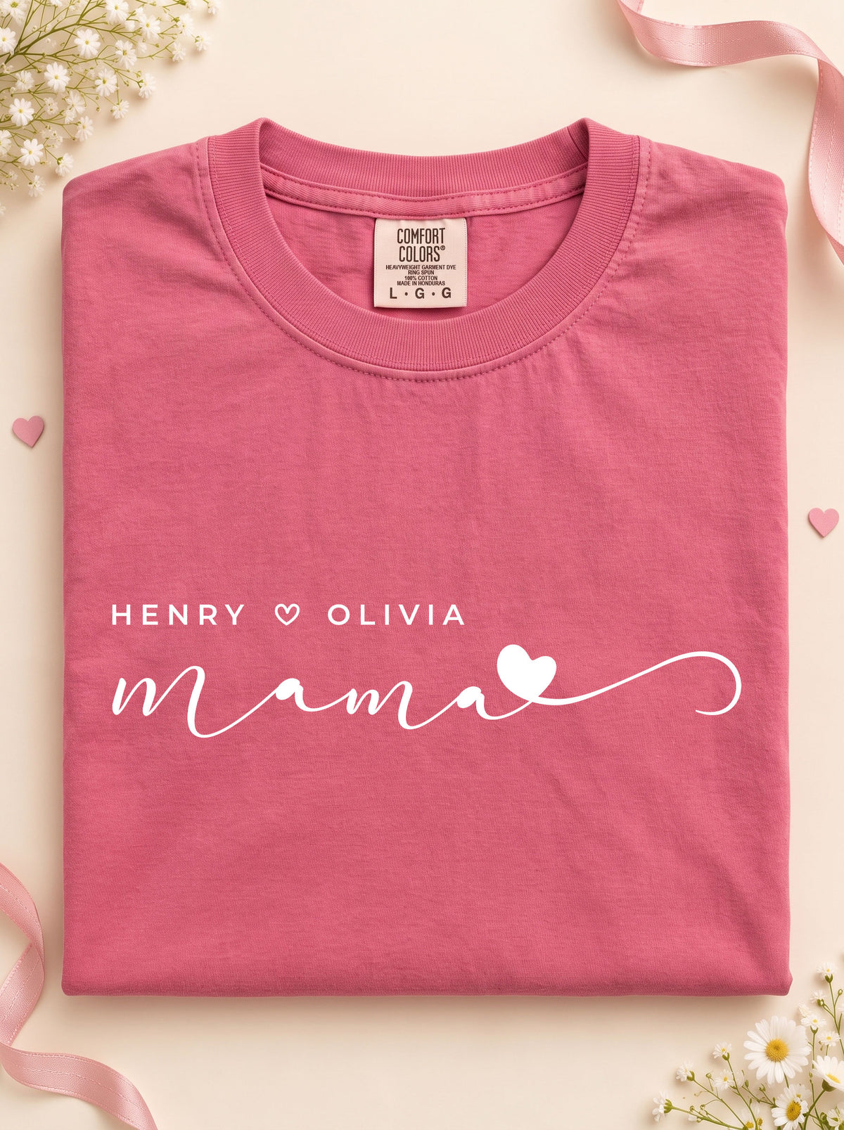 Personalized Mama T-Shirt with Children’s Names | Unisex Garment-Dyed T-shirt With 100% Ring-Spun Cotton