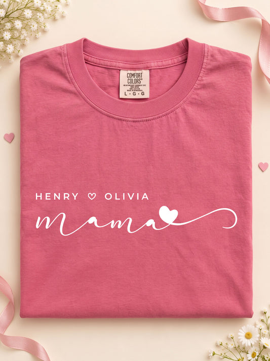 Personalized Mama T-Shirt with Children’s Names | Unisex Garment-Dyed T-shirt With 100% Ring-Spun Cotton