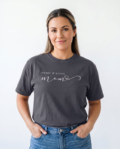 Personalized Mom T-Shirt with Children’s Names | Unisex Garment-Dyed T-shirt With 100% Ring-Spun Cotton