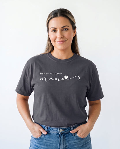 Personalized Mama T-Shirt with Children’s Names | Unisex Garment-Dyed T-shirt With 100% Ring-Spun Cotton