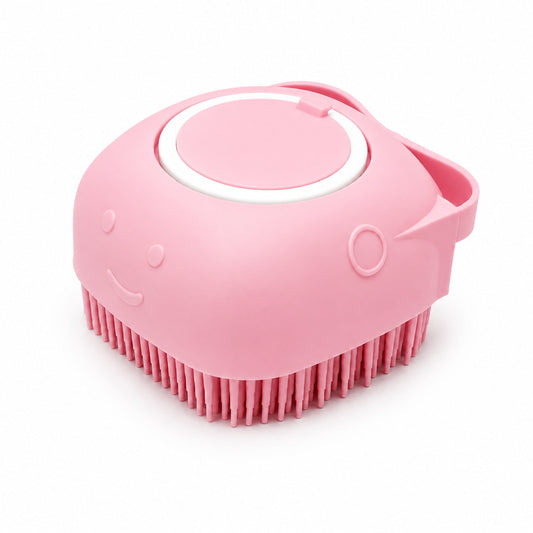 2-in-1 Silicone Pet Bath Brush with Shampoo Dispenser – Dog & Cat Grooming Tool