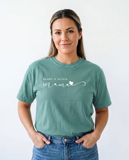Personalized Mama T-Shirt with Children’s Names | Unisex Garment-Dyed T-shirt With 100% Ring-Spun Cotton