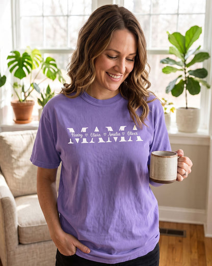 Personalized Mama Unisex Garment-Dyed T-shirt With 100% Ring-Spun Cotton | Children’s Names | Gift for Mom