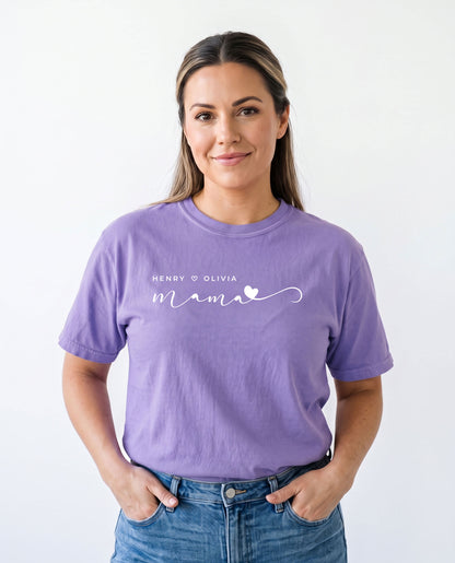 Personalized Mama T-Shirt with Children’s Names | Unisex Garment-Dyed T-shirt With 100% Ring-Spun Cotton