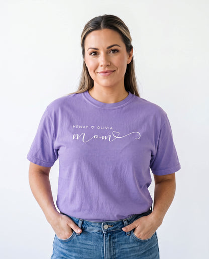 Personalized Mom T-Shirt with Children’s Names | Unisex Garment-Dyed T-shirt With 100% Ring-Spun Cotton