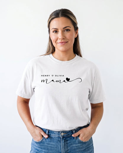 Personalized Mama T-Shirt with Children’s Names | Unisex Garment-Dyed T-shirt With 100% Ring-Spun Cotton