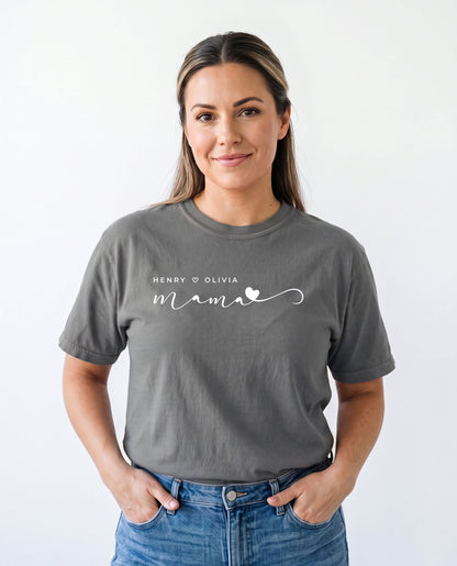 Personalized Mama T-Shirt with Children’s Names | Unisex Garment-Dyed T-shirt With 100% Ring-Spun Cotton